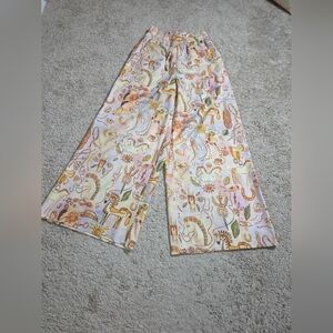 Beulah Wide Leg Pants in Pastel Multi-Color Horse Print